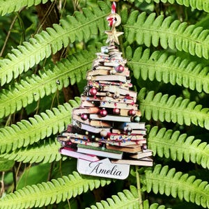 Personalized Christmas Book Tree Name Ornament| Book Club Ornament| Book Lover Gift| Custom Bookish Ornament| Librarian Gift| Bookworm Gifts