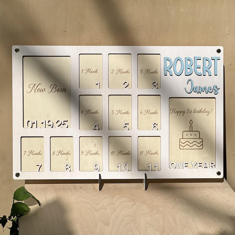 Custom Baby First Year Photo Frames, Baby Monthly Photo Frames Newborn ...