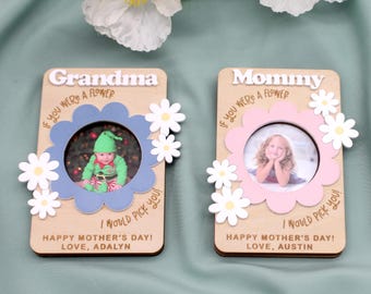 Personalized Photo Magnet, Wooden Family Photo Frame, Mother's Day Gift
