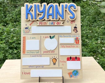 Custom First Day Of School Sign| Last Day of School Sign| 1st Day of School Board| Preschool Back To School Dry Erase Sign| Custom Name Sign