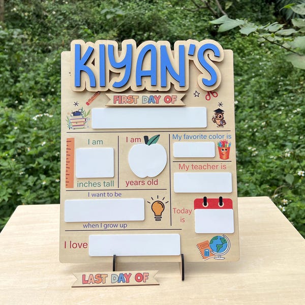 Customizable First and Last Day of School Sign Board, Dry Erase Name Board
