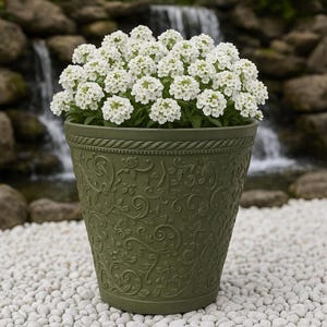 29cm Blenheim polyresin green flower pot