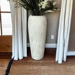 White handmade bamboo vase 60cm tall Floor or table vase