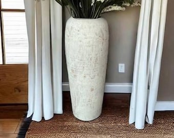 White handmade bamboo vase 60cm tall Floor or table vase