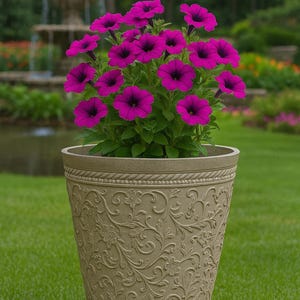 29cm Blenheim polyresin stone coloured flower pot