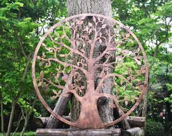 Large Bronze Tree of Life Metal Garden Outdoor Wall Art Plaque 80cm ...