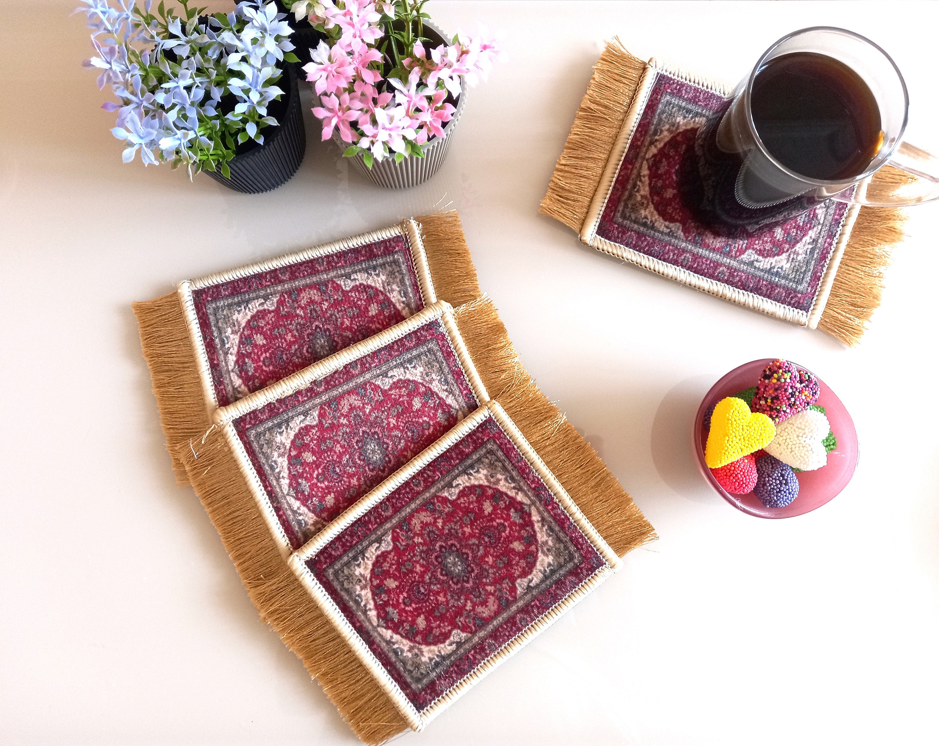 Coaster, Table Coasters, Rug Coaster, Carpet Coaster, Mug Rug, Christmas Gift, Housewarming Gift