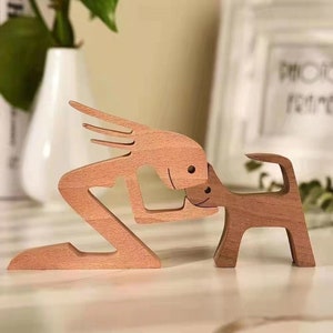 wooden figures, wooden man and dog ,wooden sculpture,dog lovers,wooden dog,wooden gift,wood lovers,wooden sculpture,wooden decoration image 9