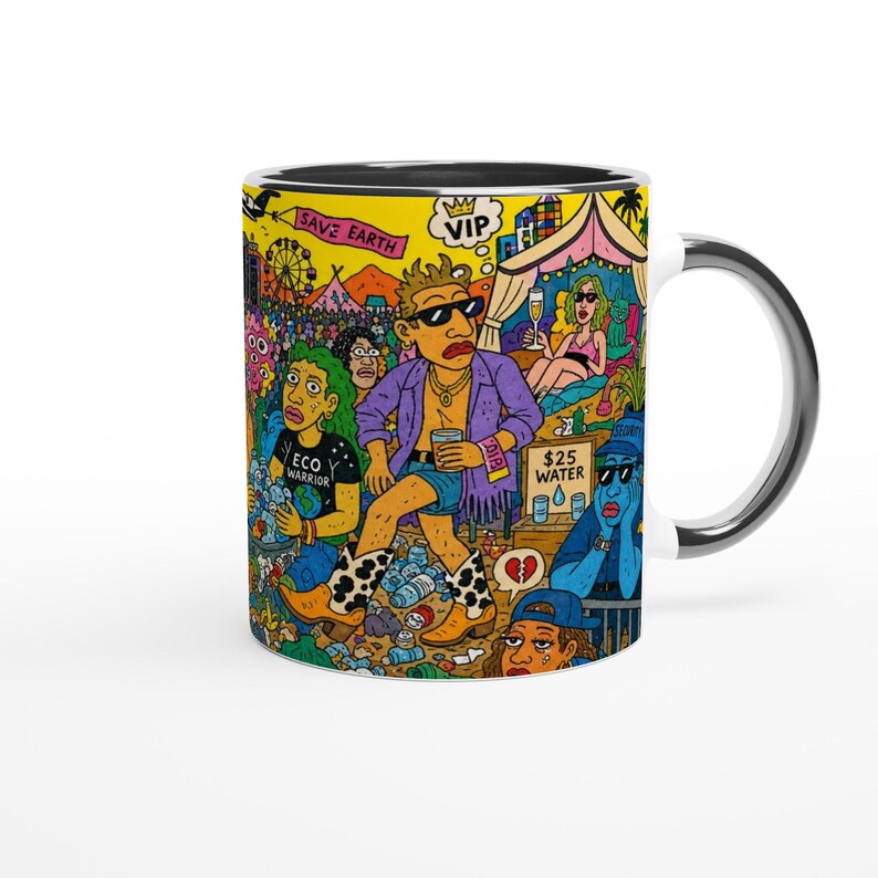 Coachella Meme Mug - White 11oz Ceramic Mug with Color Inside Ceramic Black image 3