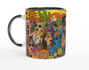 Coachella Meme Mug - White 11oz Ceramic Mug with Color Inside Ceramic Black