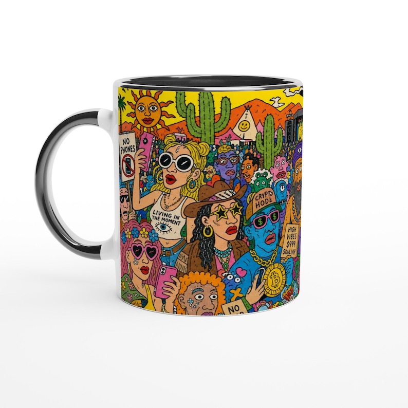 Coachella Meme Mug - White 11oz Ceramic Mug with Color Inside Ceramic Black image 1