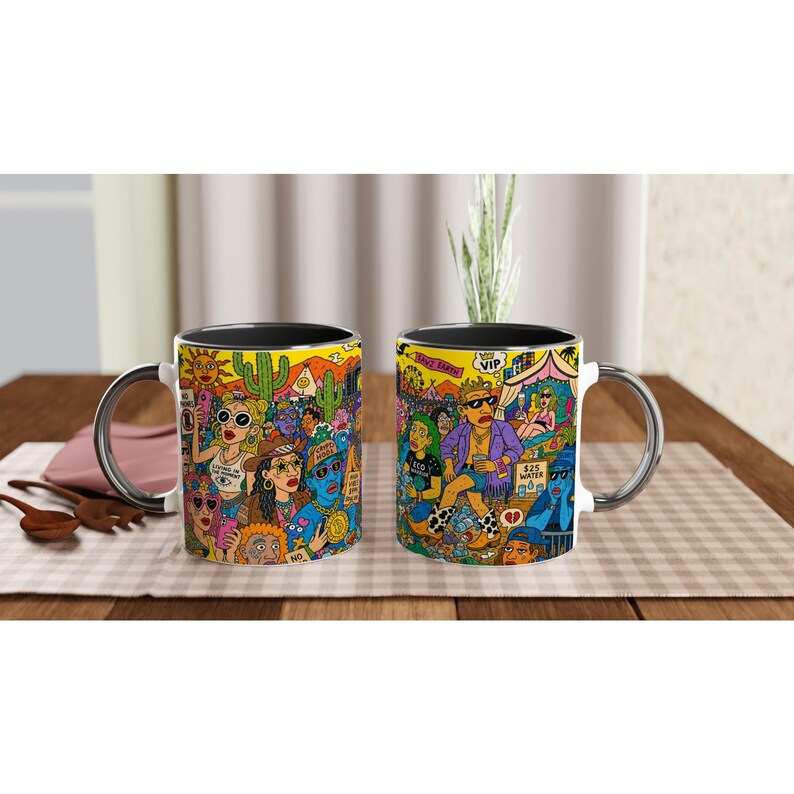 Coachella Meme Mug - White 11oz Ceramic Mug with Color Inside Ceramic Black image 6