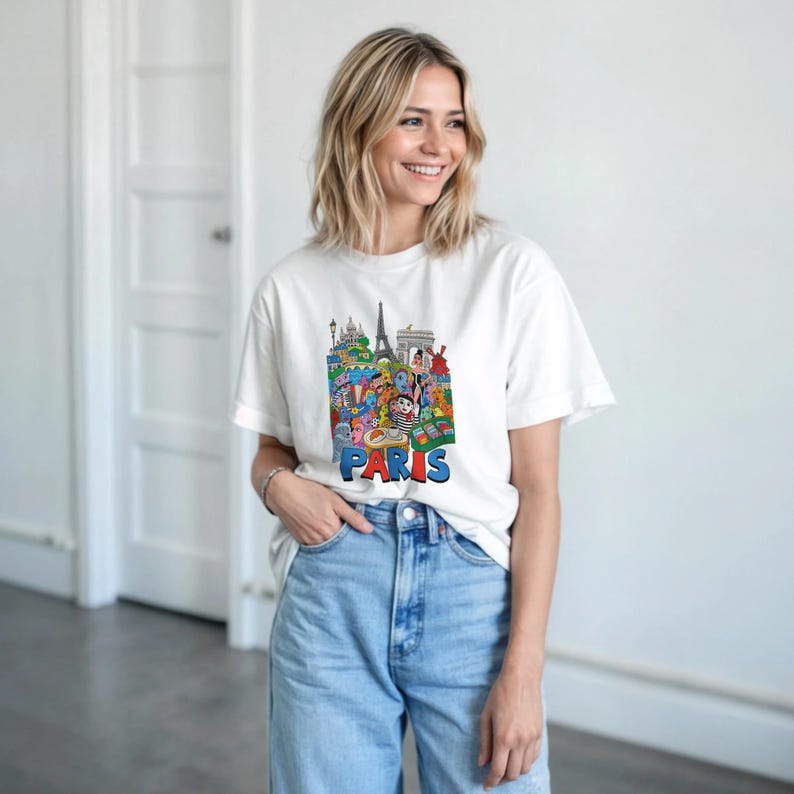 Paris Love - Heavyweight Unisex Crewneck T-shirt | Gildan® 5000 image 4