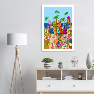 Los Angeles Meme Wall Art – Day Party Chaos Cartoon / Classic Semi-Glossy Paper Poster 70x100 cm / 28x40″ image 2