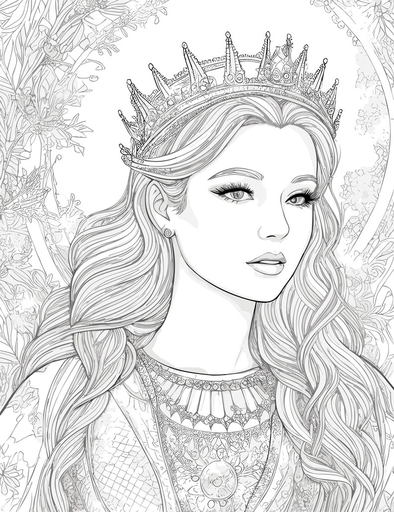 38 Winged Beauties Queens Adult Coloring Pages Midjourney Prompt, AI ...