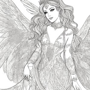 38 Winged Beauties Queens Adult Coloring Pages Midjourney Prompt, AI ...