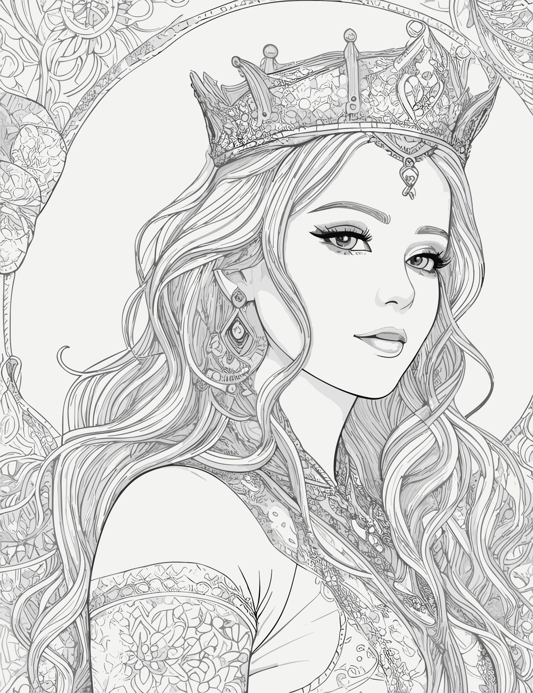 38 Winged Beauties Queens Adult Coloring Pages Midjourney Prompt, AI ...