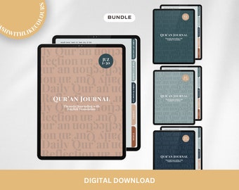 Juz 1 to 30 Bundle Digital English Thematic Quran Journal Thematic Hyperlinked iPad Goodnotes Notability PDF Downloadable Minimal Gift Idea