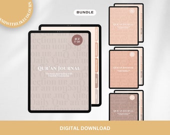 Juz 1 to 30 Bundle Digital English Thematic Quran Journal Thematic Hyperlinked iPad Goodnotes Notability PDF Downloadable Minimal Gift Idea