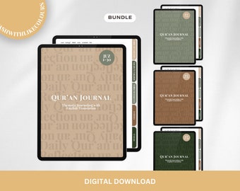 Juz 1 to 30 Bundle Digital English Thematic Quran Journal Thematic Hyperlinked iPad Goodnotes Notability PDF Downloadable Minimal Gift Idea