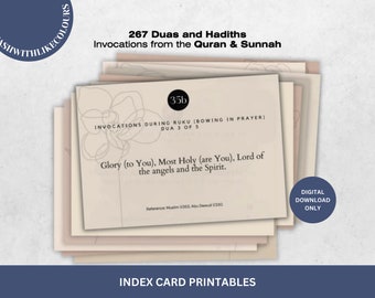267 Dua Supplications DIY Index Card Printables Arabic English Translation Transliteration Minimal Fortress of the Muslim Hisn al-Muslim