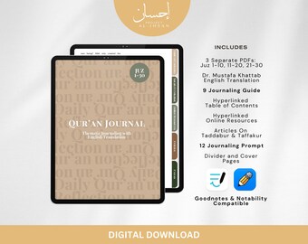 Koran Journal Bundle | Englische Übersetzung, Juz 1-30 (Digitaler Download)