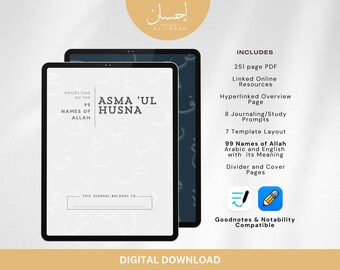99 Names of Allah Journal Workbook – Islamic Study, Goodnotes, Notability (PDF Download)