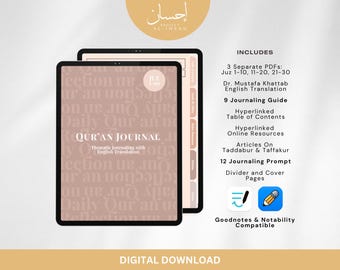 Koran Englisch Übersetzung PDF | Islamisches Studien Journal, Ramadan Planer (Digitaler Download)