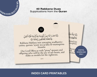 40 Rabbana Dua Supplications from the Quran Index Card Printables Arabic English Translation Transliteration Ramadhan Dua Minimal Gift