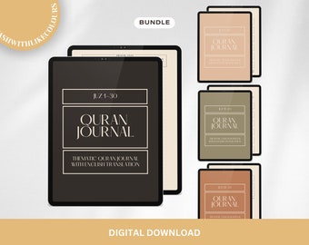 Juz 1 to 30 Bundle Digital English Thematic Quran Journal Thematic Hyperlinked iPad Goodnotes Notability PDF Downloadable Minimal Gift Idea