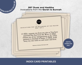 267 Dua Supplications DIY Index Card Printables Arabic English Translation Transliteration Minimal Fortress of the Muslim Hisn al-Muslim