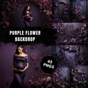 Digital Backdrop Purple Flower for Photo Editing, Soft Maternity Backdrop, Overlay Photography, Digital Background, Photoshop Textures
