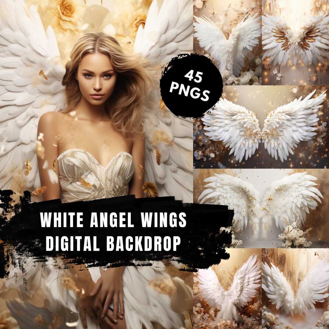 Digital Backdrop Angel Wings White for Photo Editing, Maternity ...