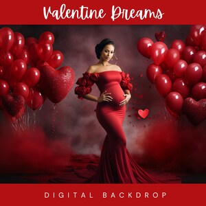 Lovely Maternity Valentine&#39;s Day Digital Backdrop,Portrait, Maternity, Studio,Backdrop Photo Editing,Heart Smoke,Photography, Background