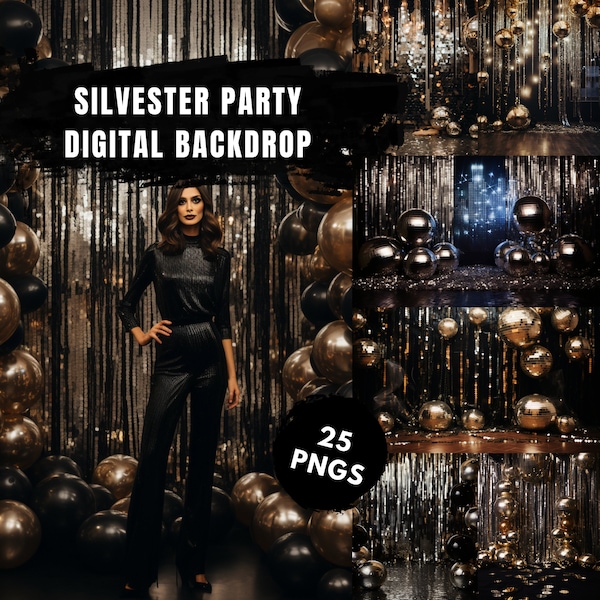 Silvester Party Backdrop, New Years Eve Photography Backdrop, Digital Background, Luxury Gala Backdrop for Photo Editing and Photographer