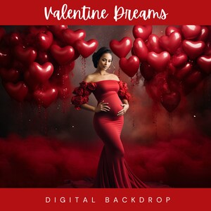 Lovely Maternity Valentine&#39;s Day Digital Backdrop,Portrait, Maternity, Studio,Backdrop Photo Editing,Heart Smoke,Photography, Background