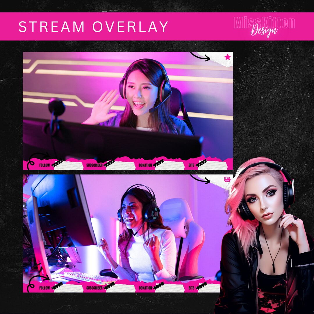 Streamer Overtlay Twitch Overlay Statisch, Pink Stream Overlay for Twitch, Overlay ...