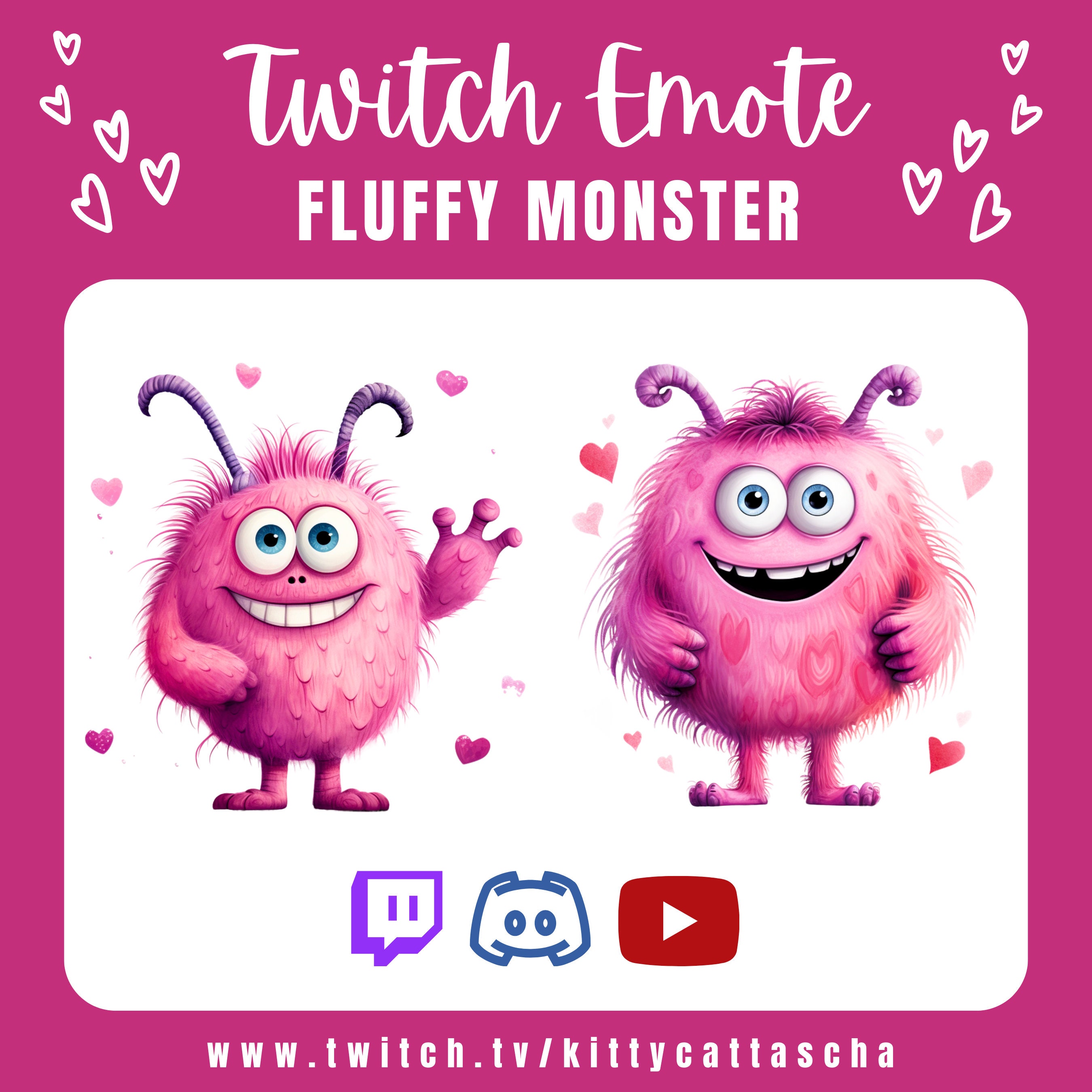 Fluffy Monster 2er Emote Set for Twitch Streamers, Youtube, Discord ...