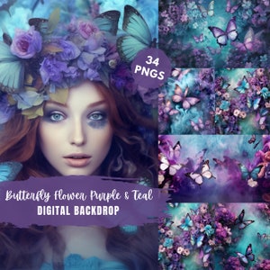 Cenário floral de borboletas e flores para edição de fotos, cenário de flores românticas, maternidade, primavera, fotografia de sobreposição, plano de fundo, Photoshop