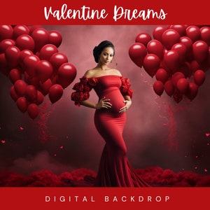 Lovely Maternity Valentine&#39;s Day Digital Backdrop,Portrait, Maternity, Studio,Backdrop Photo Editing,Heart Smoke,Photography, Background