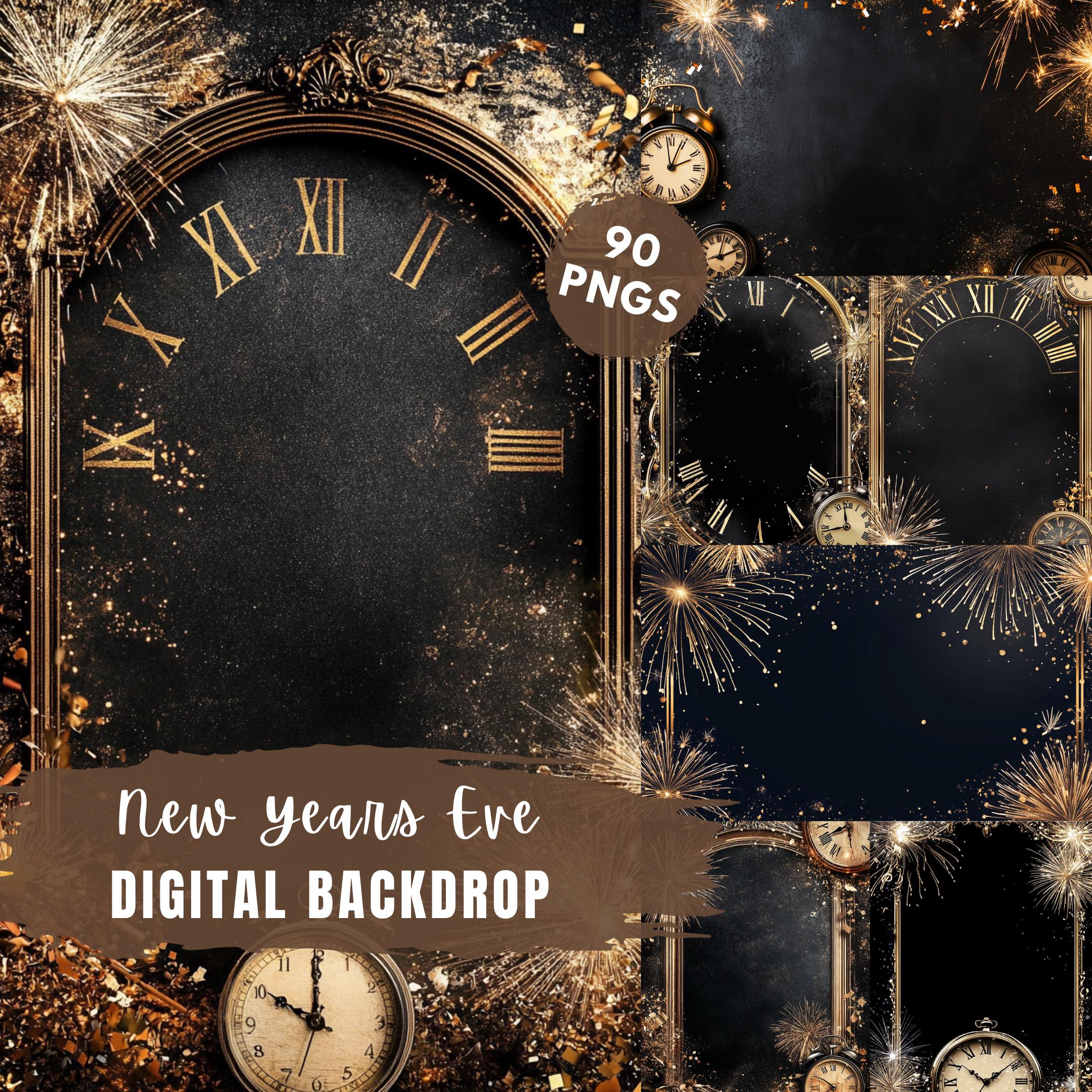Gold New Year Eve Countdown Digital Backdrop, Gold Glamour , Studio