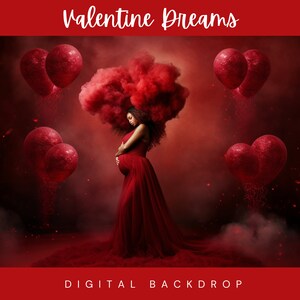 Lovely Maternity Valentine&#39;s Day Digital Backdrop,Portrait, Maternity, Studio,Backdrop Photo Editing,Heart Smoke,Photography, Background