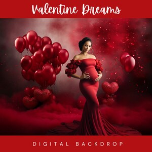 Lovely Maternity Valentine&#39;s Day Digital Backdrop,Portrait, Maternity, Studio,Backdrop Photo Editing,Heart Smoke,Photography, Background