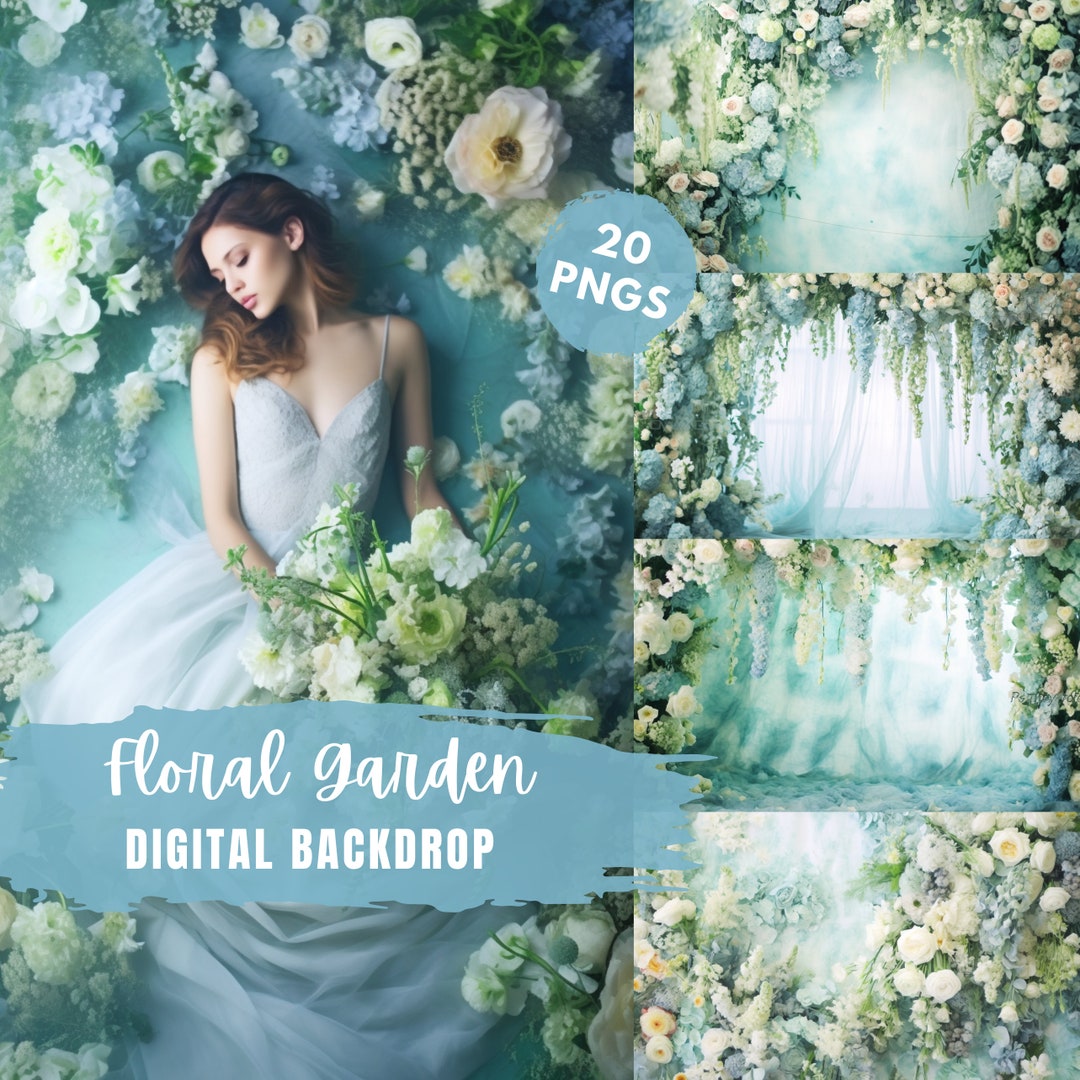 Floral Garden Backdrop, Flower Grunge, Studio Backdrop Overlay ...