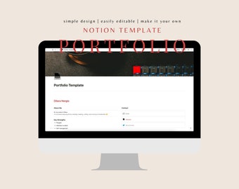 Notion Portfolio Vorlage - Digitaler Download | Online-Portfolio | Minimalistisch | Kreatives Portfolio | Digitaler Lebenslauf | Lebenslauf