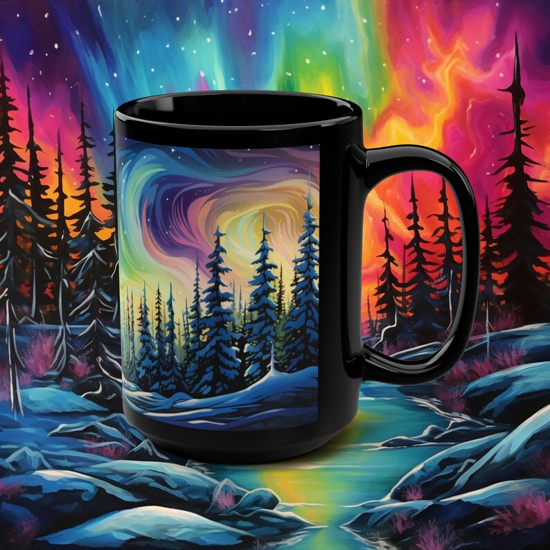 Northern Lights Mug, Aurora Borealis Mug, Night Sky, Northern Lights