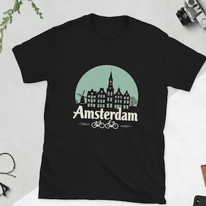 Amsterdam Shirt Netherlands T-shirt Cityscape Holland Souvenir Gift Amsterdam Art Iconic Landmark Tshirt