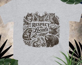 Respect The Locals T-shirt Woodland Animals Shirt Comfort Colours Cottagecore Nature Tshirt Camping Gifts Hiking Gift