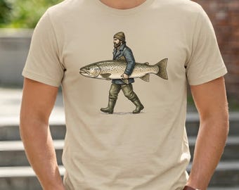 Vintage Fisherman Trout T-shirt Funny Fishing Shirt Tee Angler Graphic Tshirt Fishing Humour Top