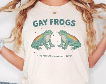 Gay Frogs T-shirt Funny Pride Shirt Comfort Colours Tee Cute Frog Graphic Tshirt LGBTQ Humour Top